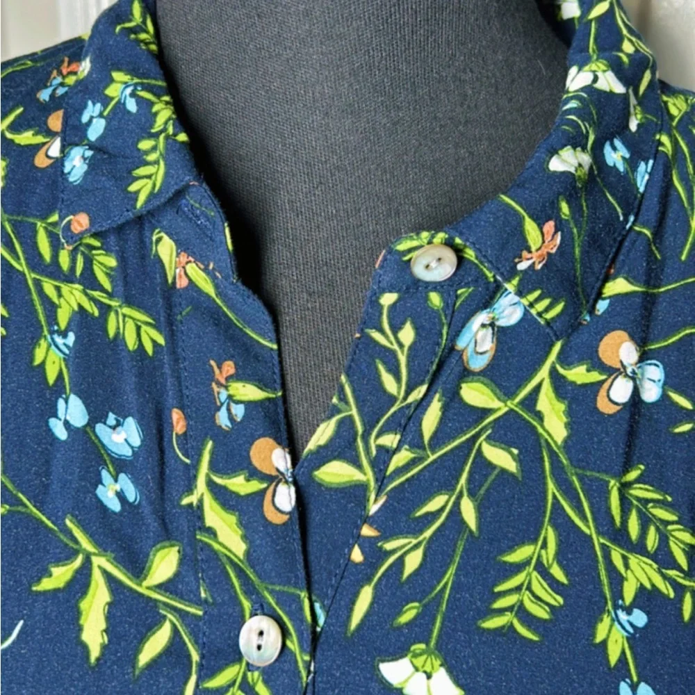 J. Jill Dark Blue Floral Long Sleeve Dress - Picture 5 of 10